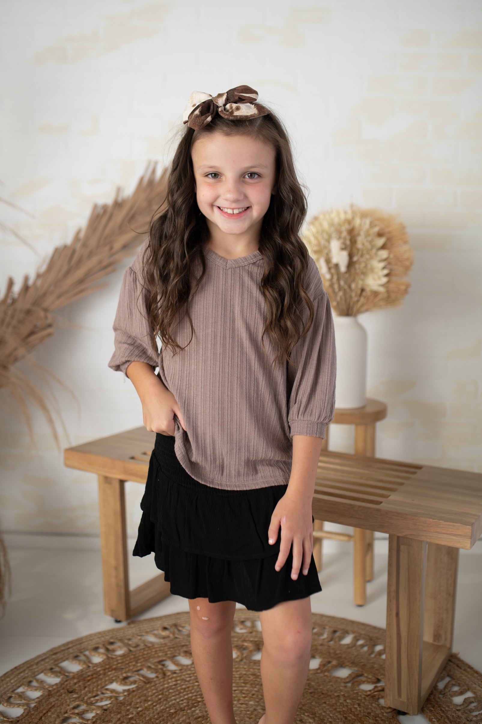 Girl's Mauve Short Sleeve Sweater Top