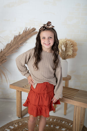 Girl's Rust Ruffled Skirt