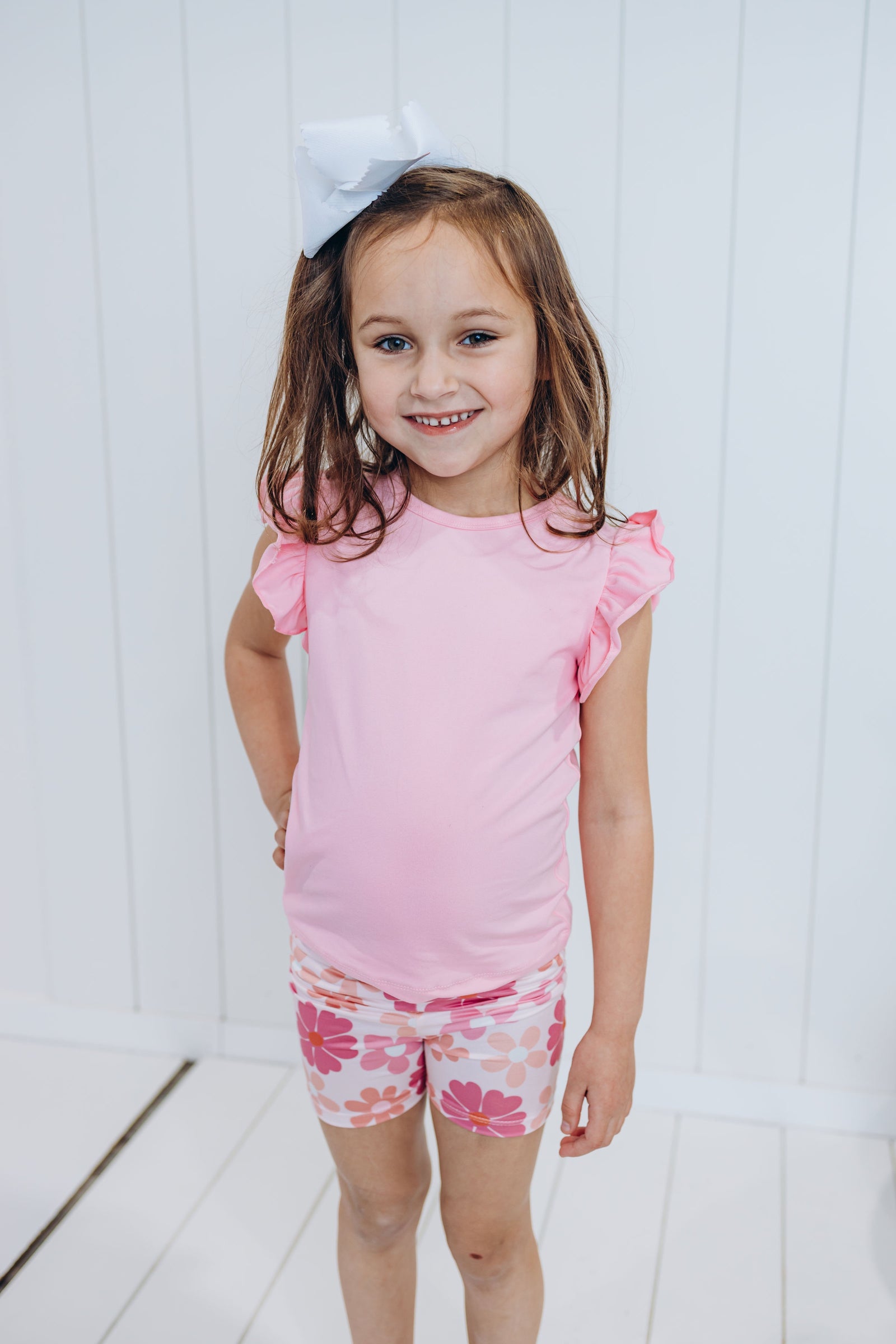 Bubblegum Pink Solid Ruffle Sleeve Tee