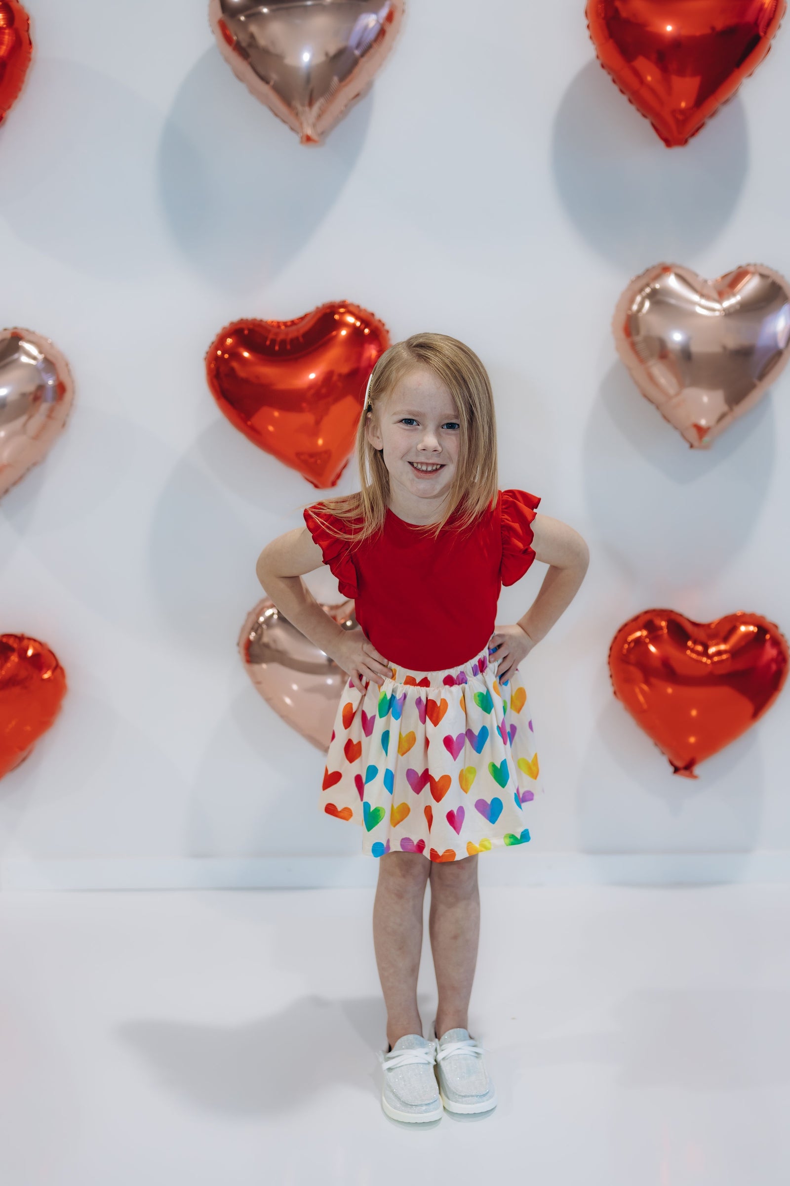 Red Solid Ruffle Sleeve Tee
