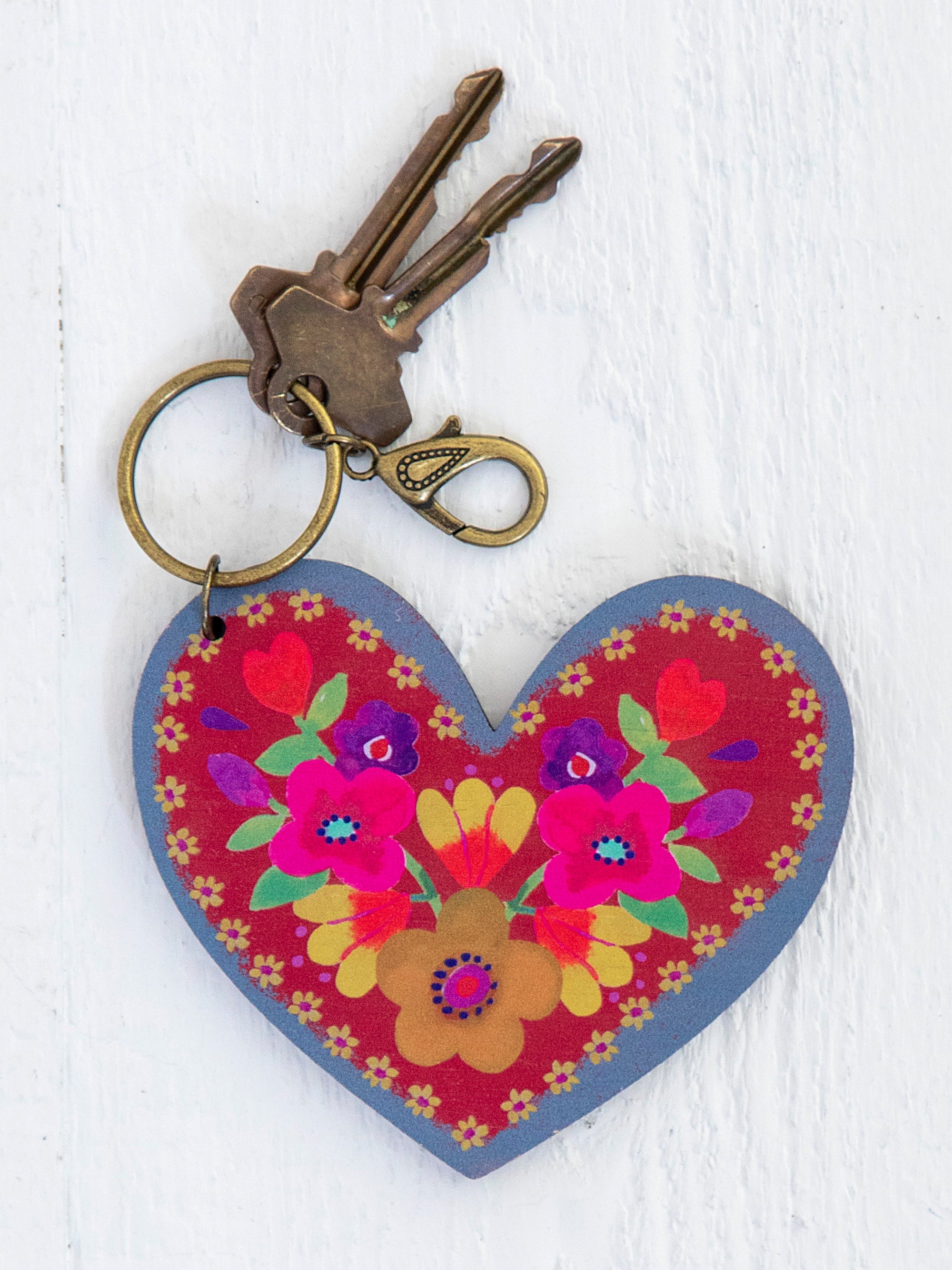 "Heart" Wooden Painted Key Chain