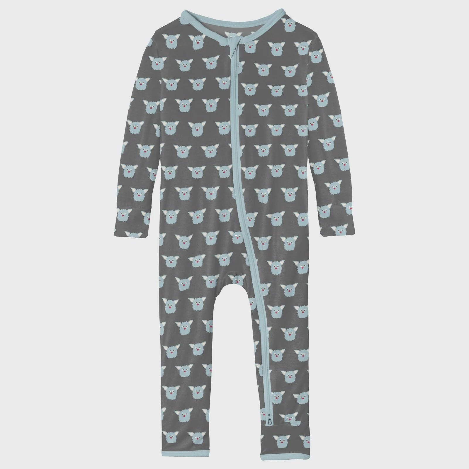 Pewter Furry Friend's Coverall with 2 Way Zipper