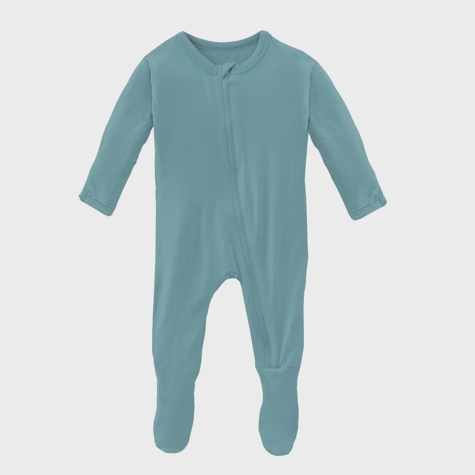 Kickee Celebrate Innocence Solid Footie with Zipper - Glacier