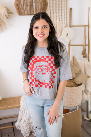 Checkered Santa Mommy & Me Graphic Tee