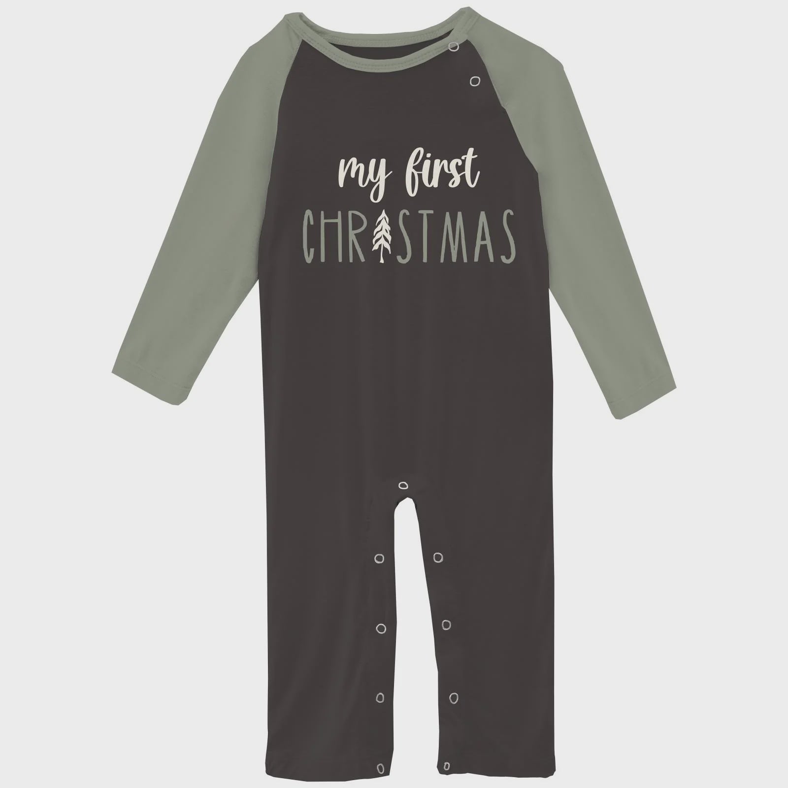 Long Sleeve Graphic Raglan Romper-Midnight My First Christmas
