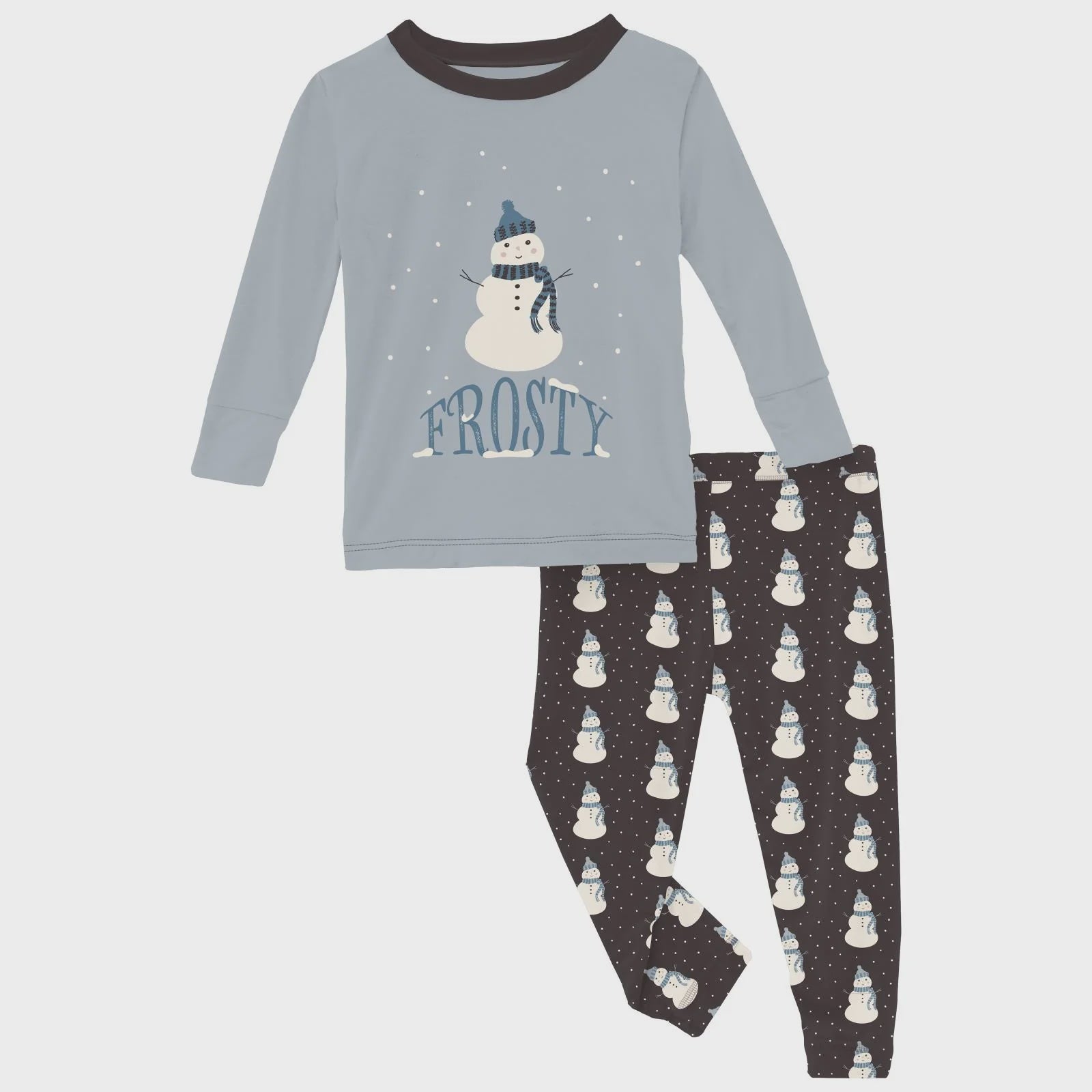 Long Sleeve Graphic Tee Pajama Set  Midnight Tiny Snowman