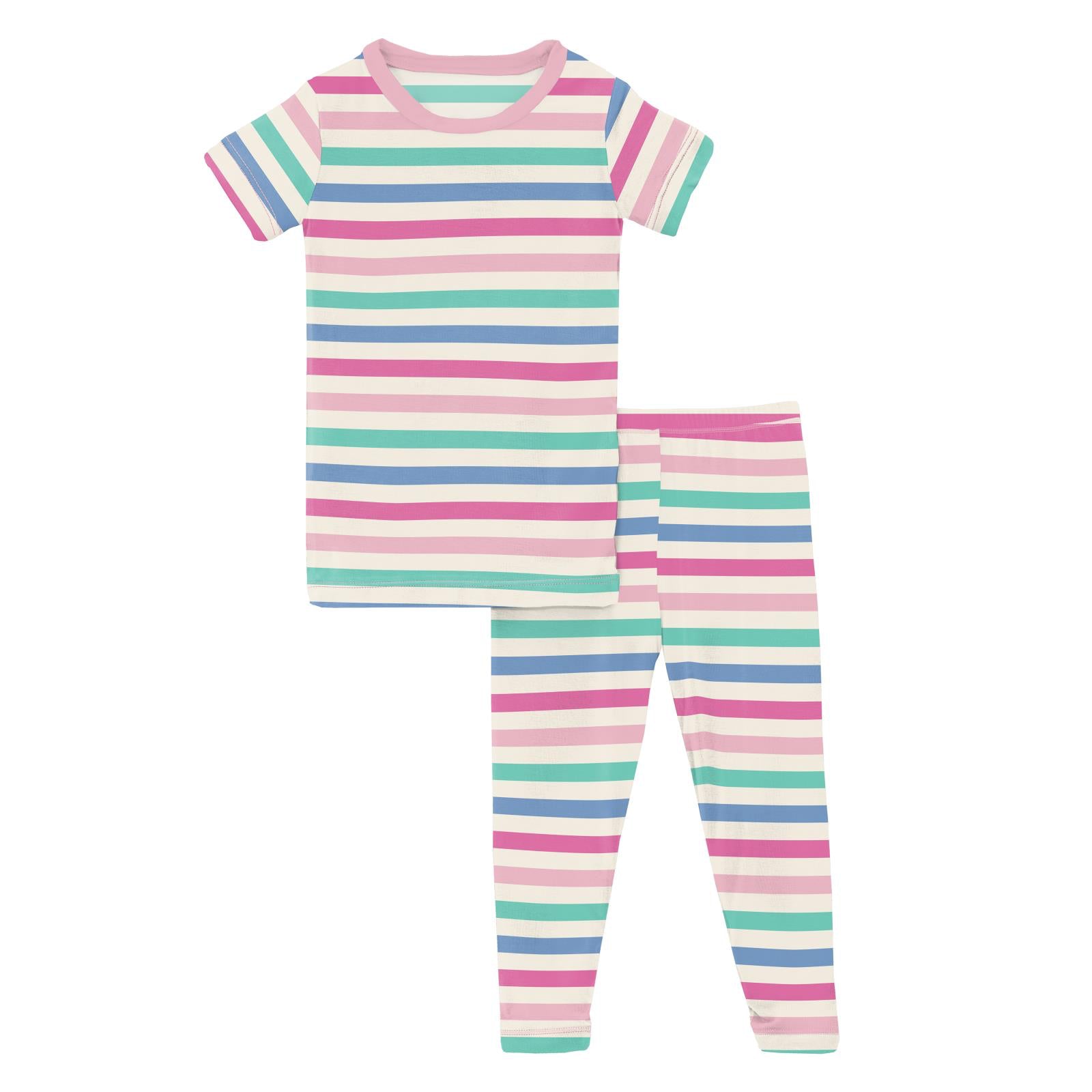 Kickee Skip To My Lou Stripe Short Sleeve Pajama Set The Burlap