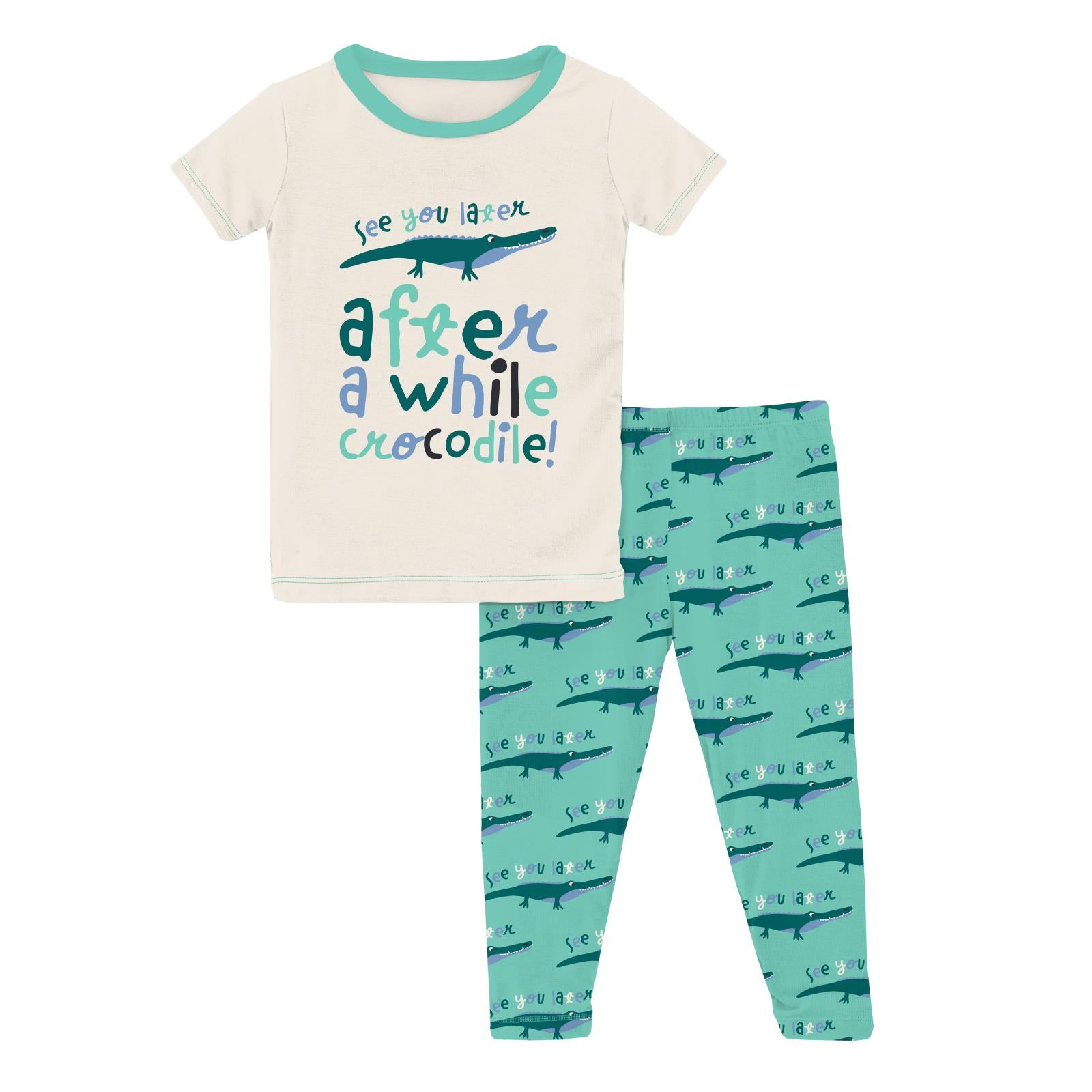 Kickee Glass Later Alligator Short Graphic Tee Pajama Set