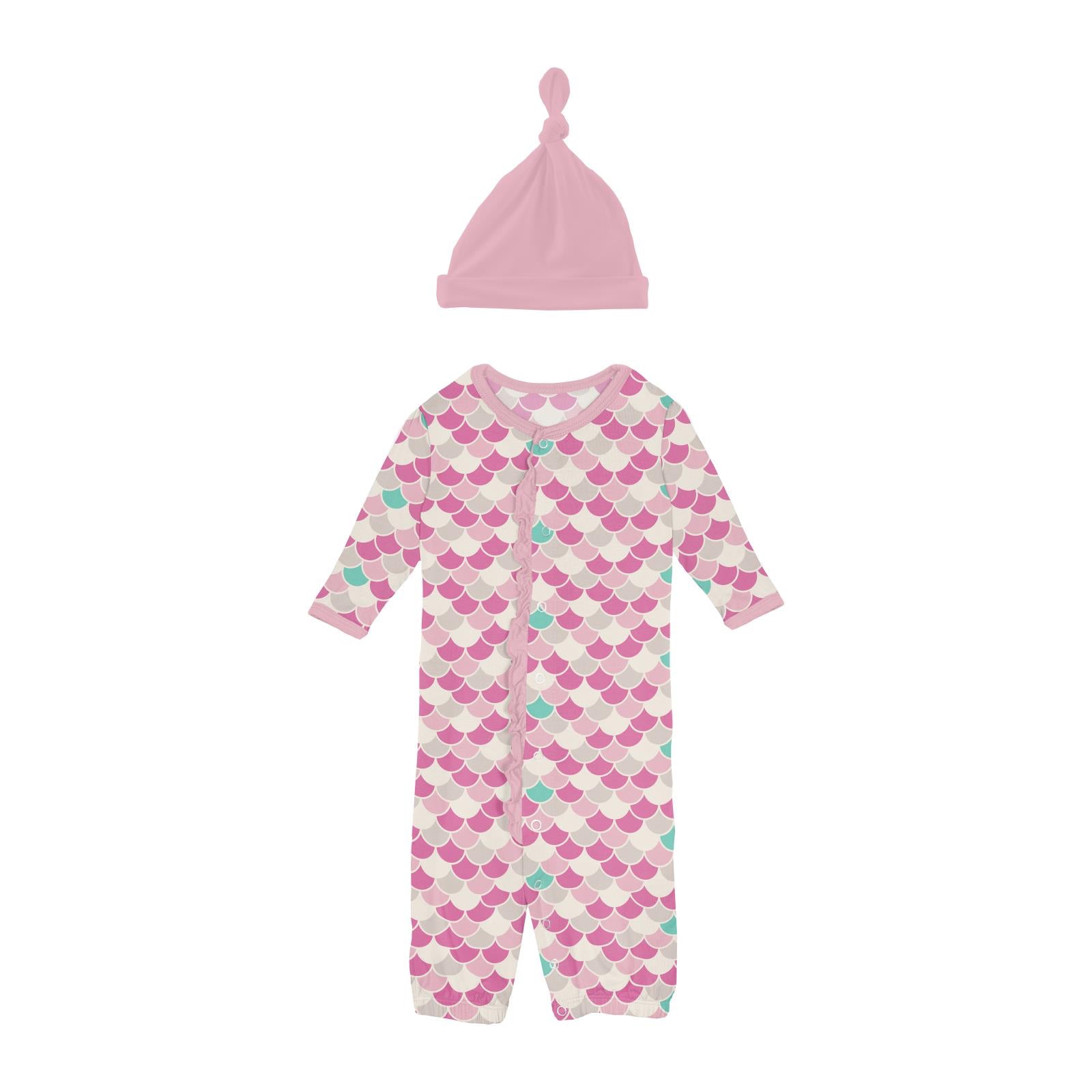 Tulip Scales Layette Gown Converter & Single Knot Hat Set