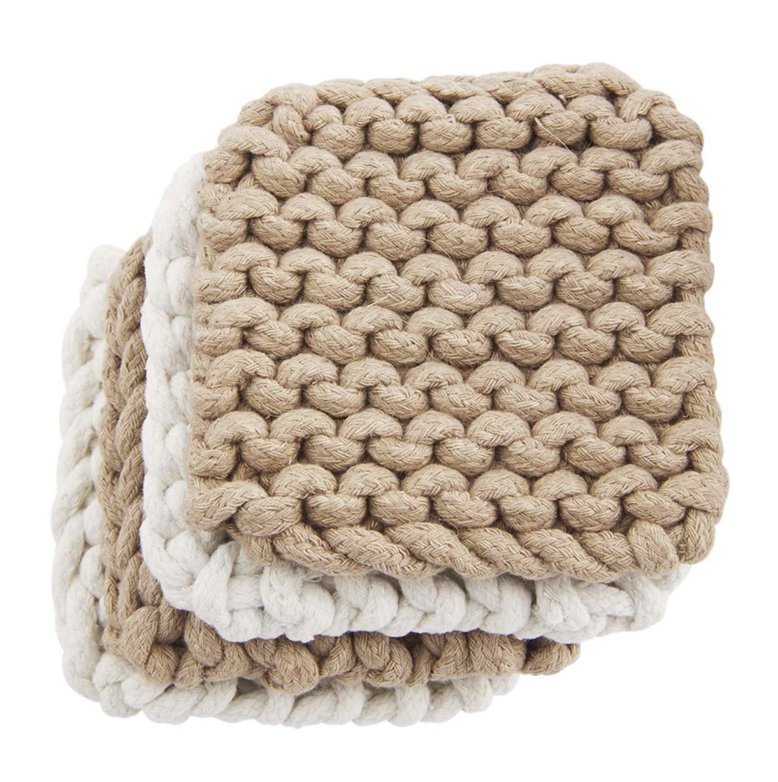 Taupe Crochet Coaster Set