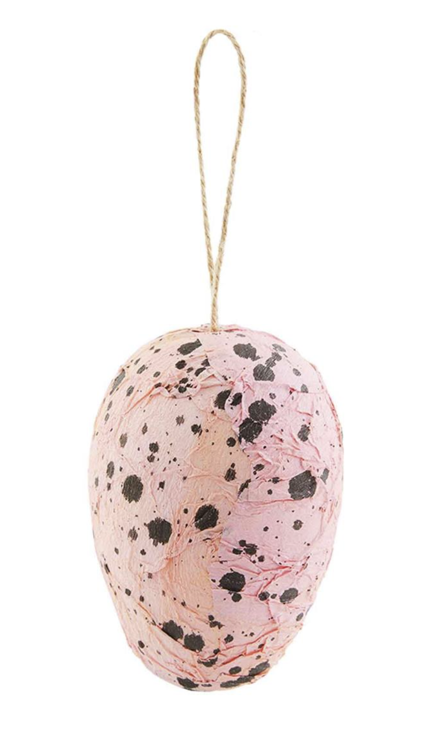 Pink Spec Paper Mache Egg