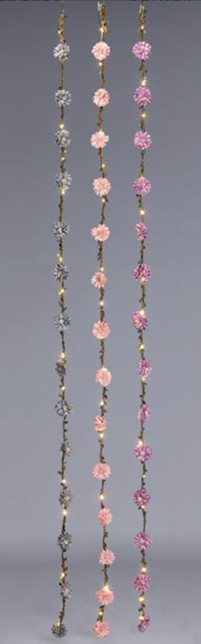 Garland 70" Purple Pink Gray Flower (LED)