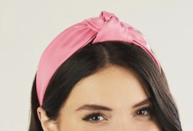 Leather Knotted Headband- Pink