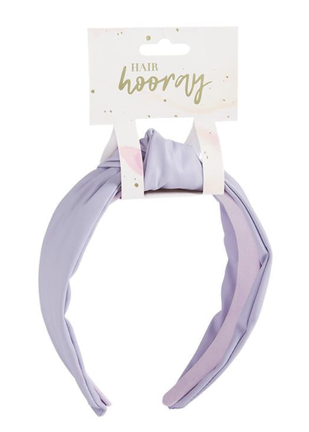 Leather Knotted Headband- Lilac