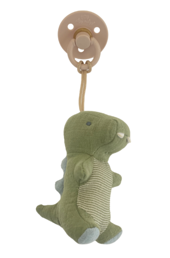 Bitzy Pal Dino Natural Rubber Pacifier & Stuffed Animal