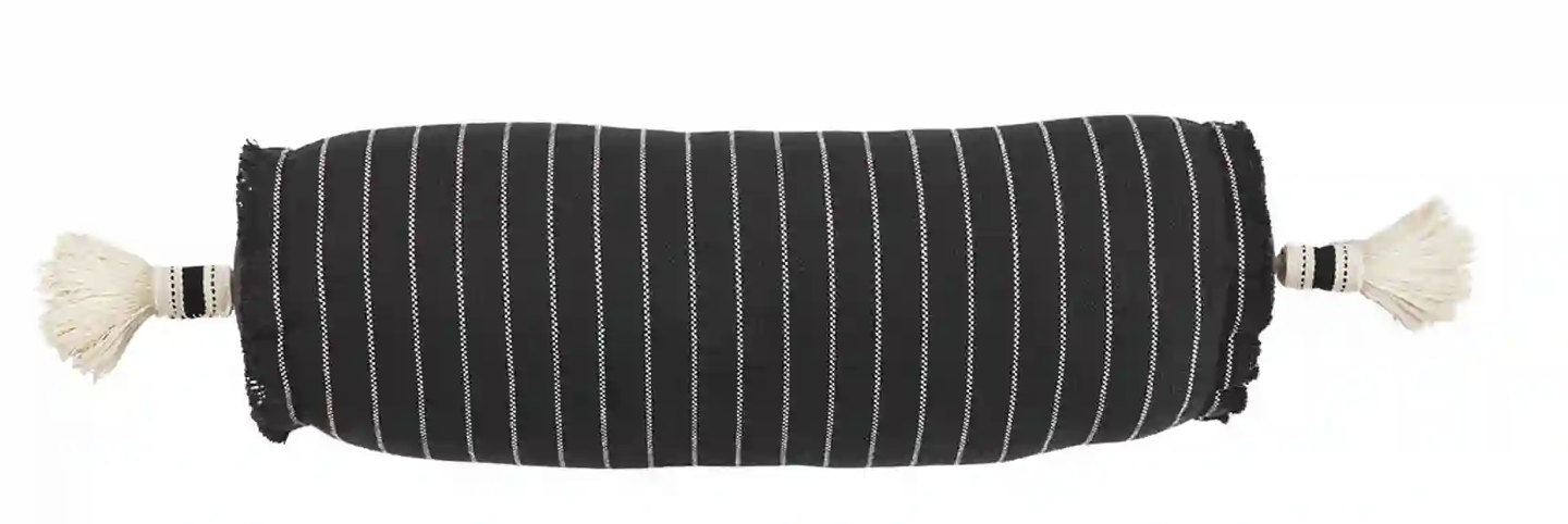 Black Striped Bolster Pillow