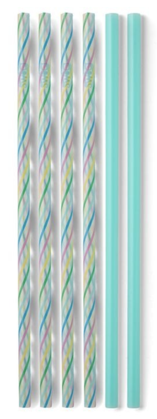 Swig Rainbow Stripe Reusable Straw Set (tall)