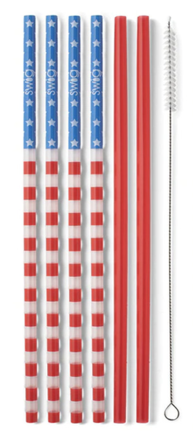 Stars + Stripes Reusable Straw Set (tall)