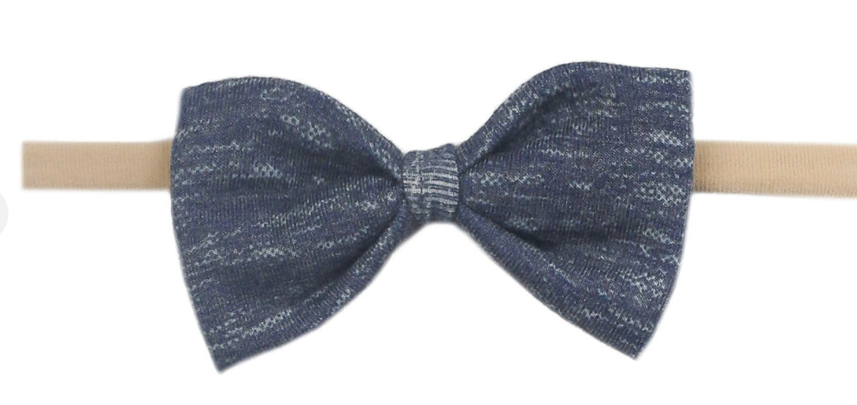 Copper Pearl Bowtie Bow- Denim