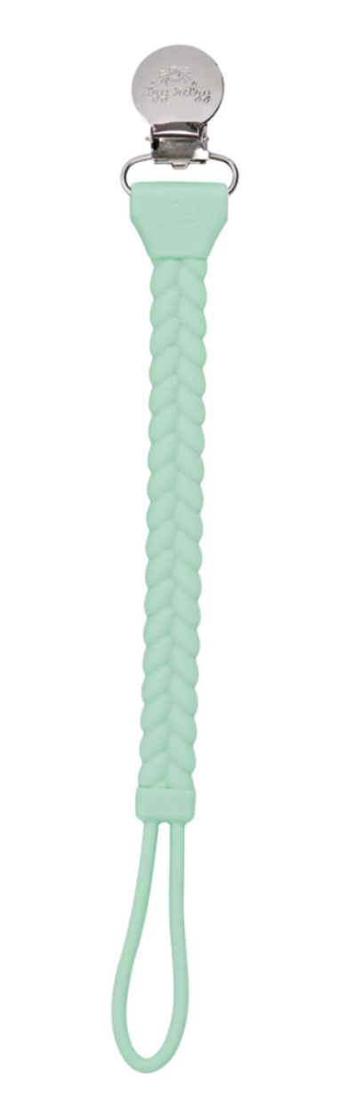 Sweetie Strap Silicone One Piece Pacifier Clip- Mint Braid