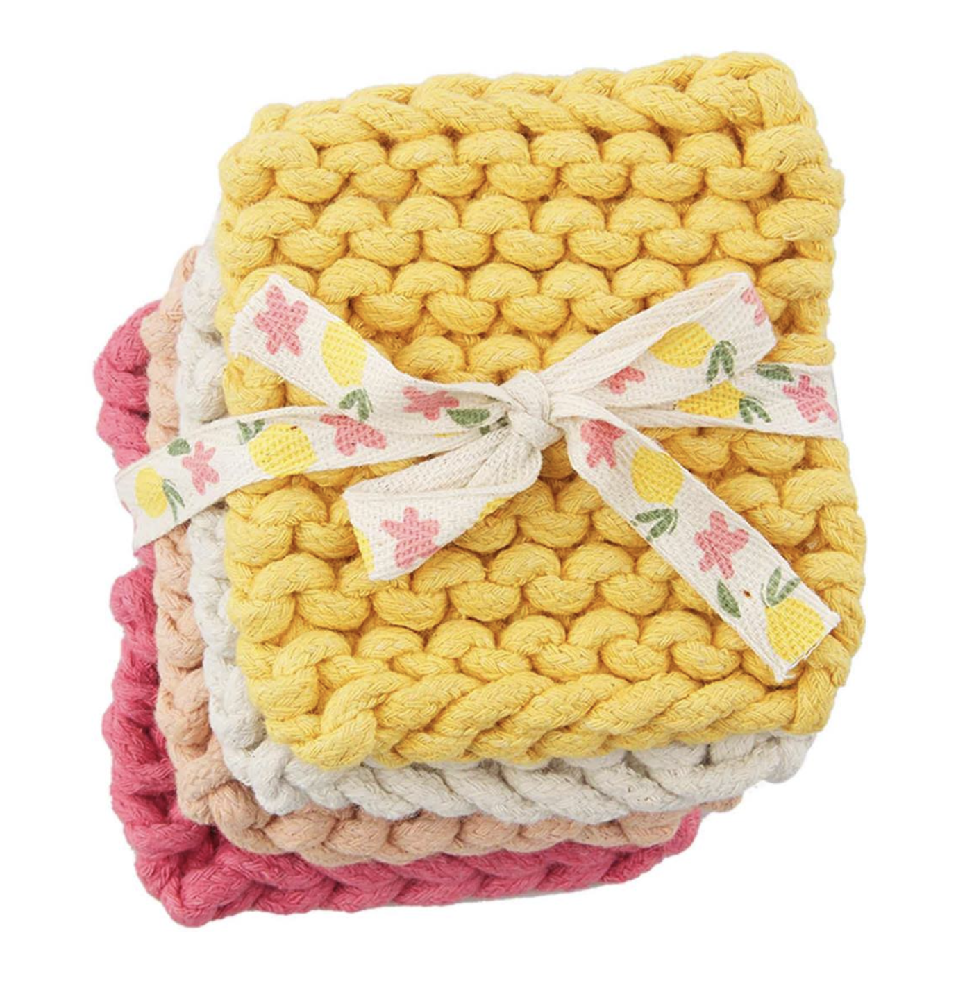Pink Colorful Crochet Coasters