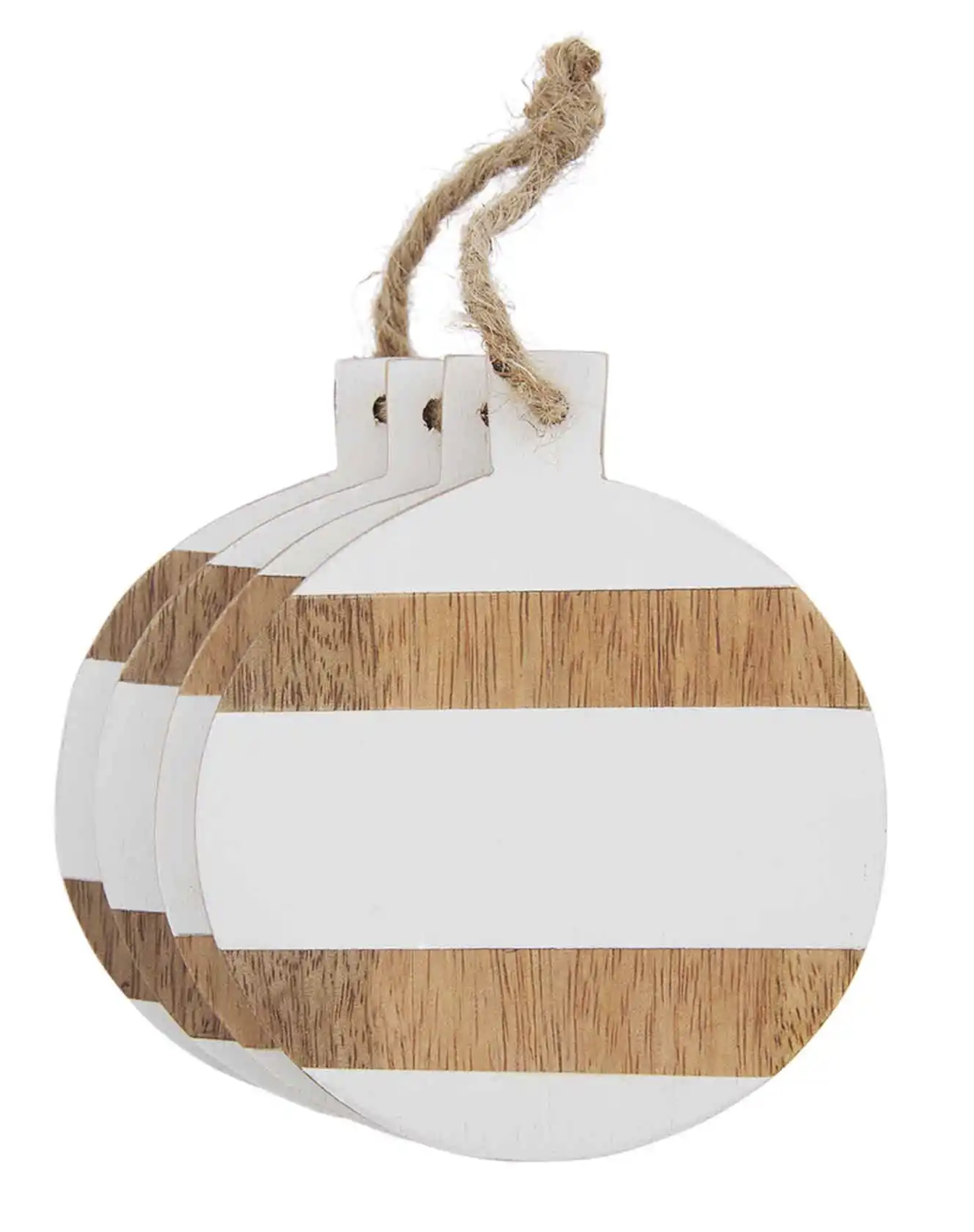 Round Wood White Coaster Set