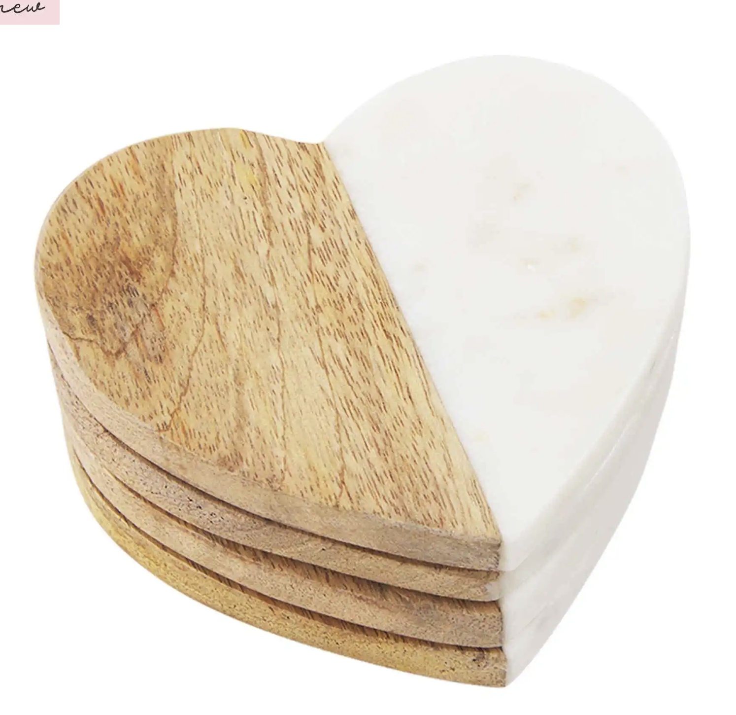 Wood and Marble Heart Coaster