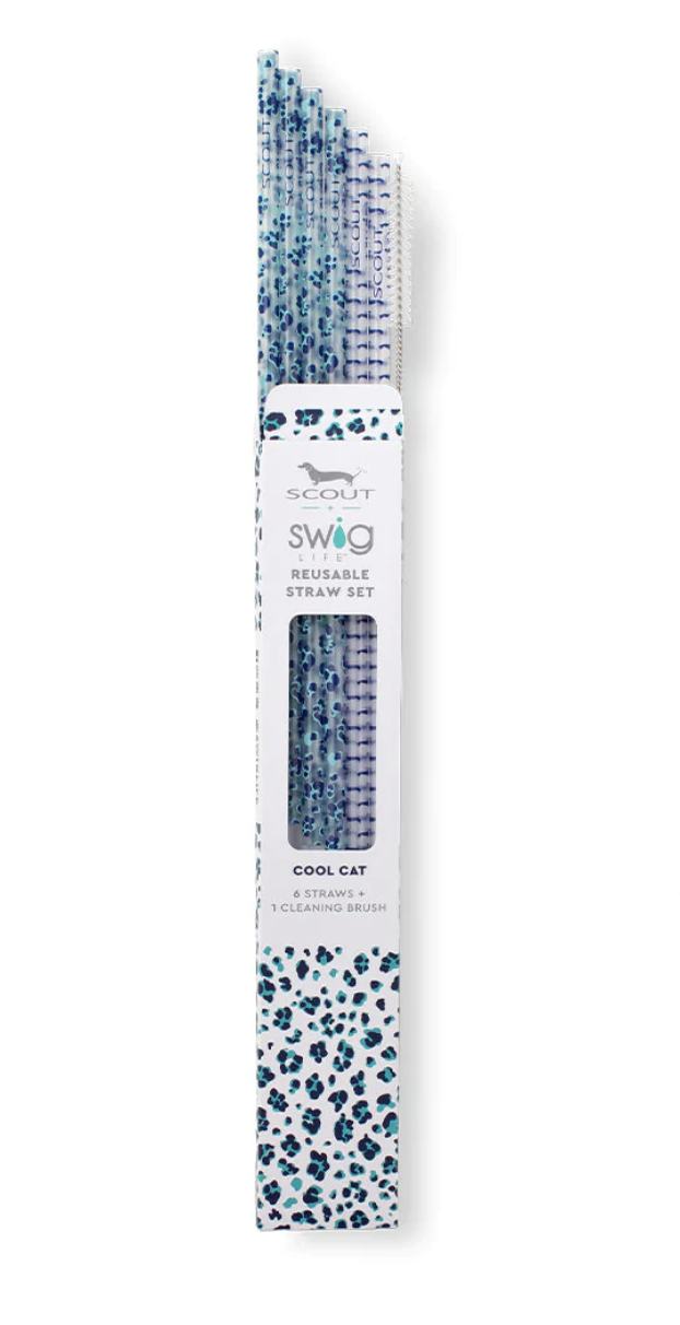 Swig Reusable Straw Set (tall)- Cool Cat and Navy