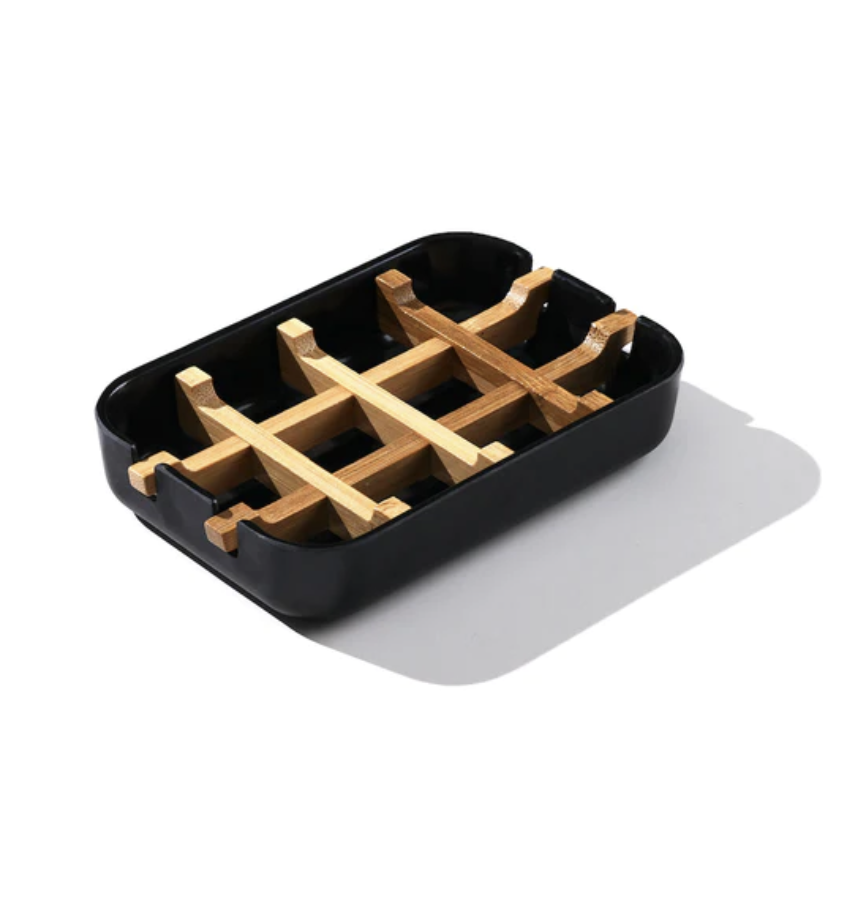 Black and Bamboo Soap Dish