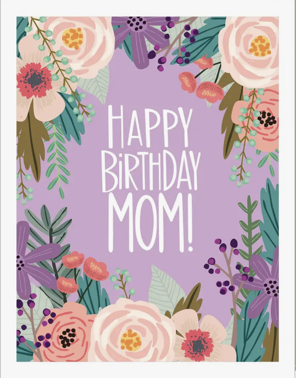 happy birthday mom purple flowers