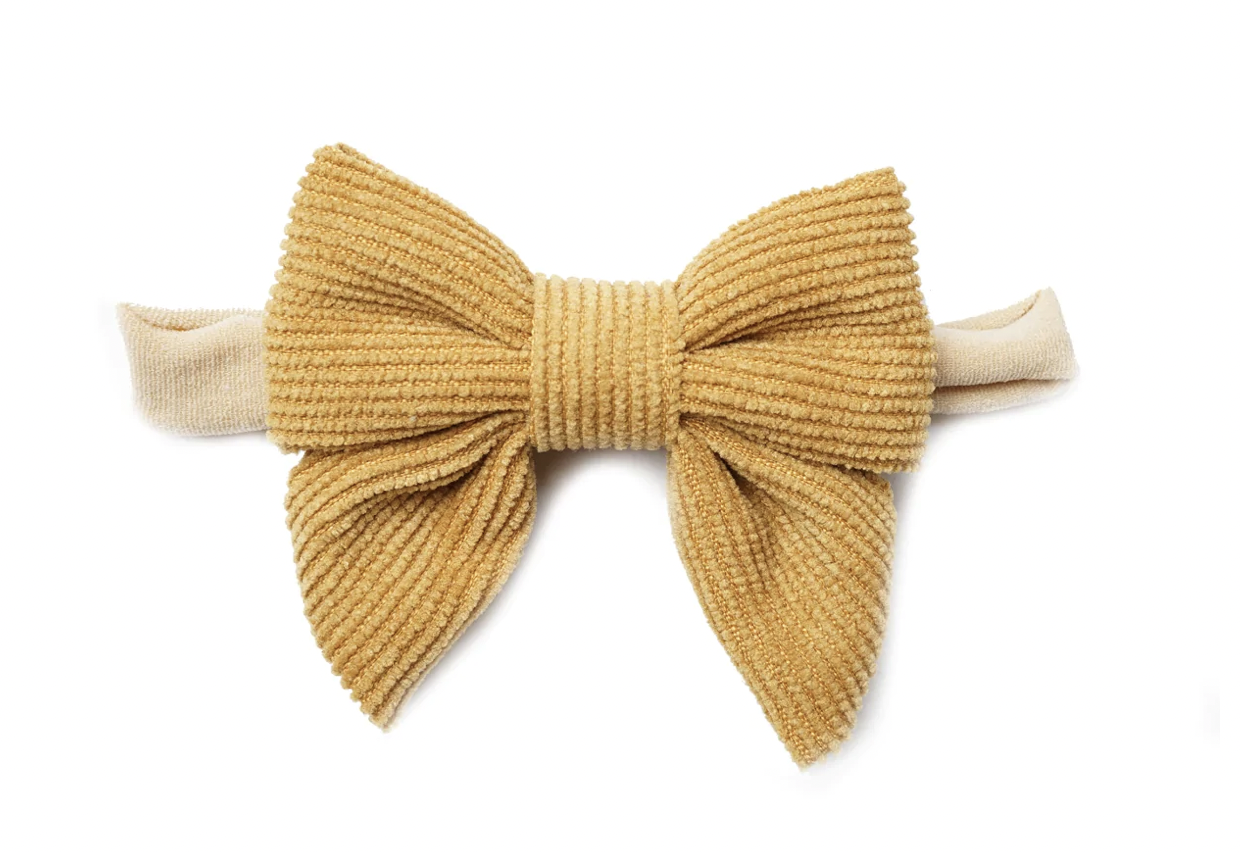 Honey Butter Corduroy Bow Baby Headband