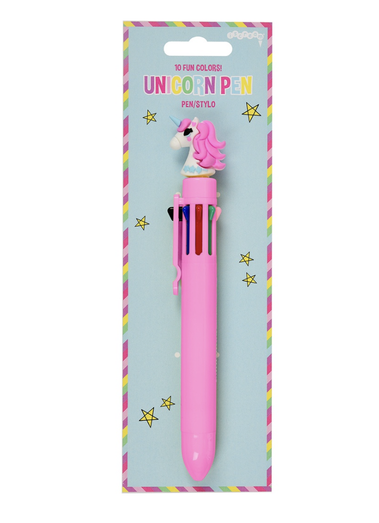 Unicorn Multicolor Pink Glitter Click Pen