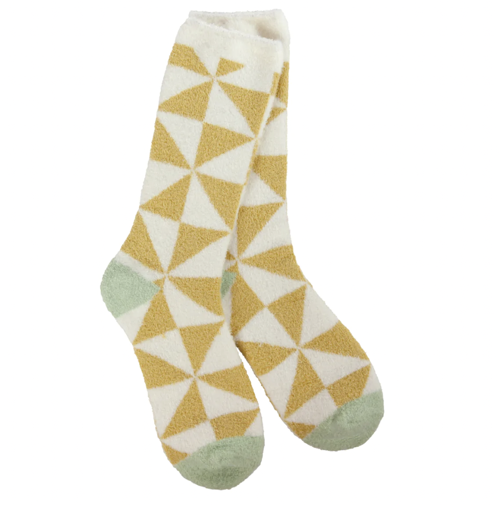 World's Softest Fuzzy Socks- Triangle Gold