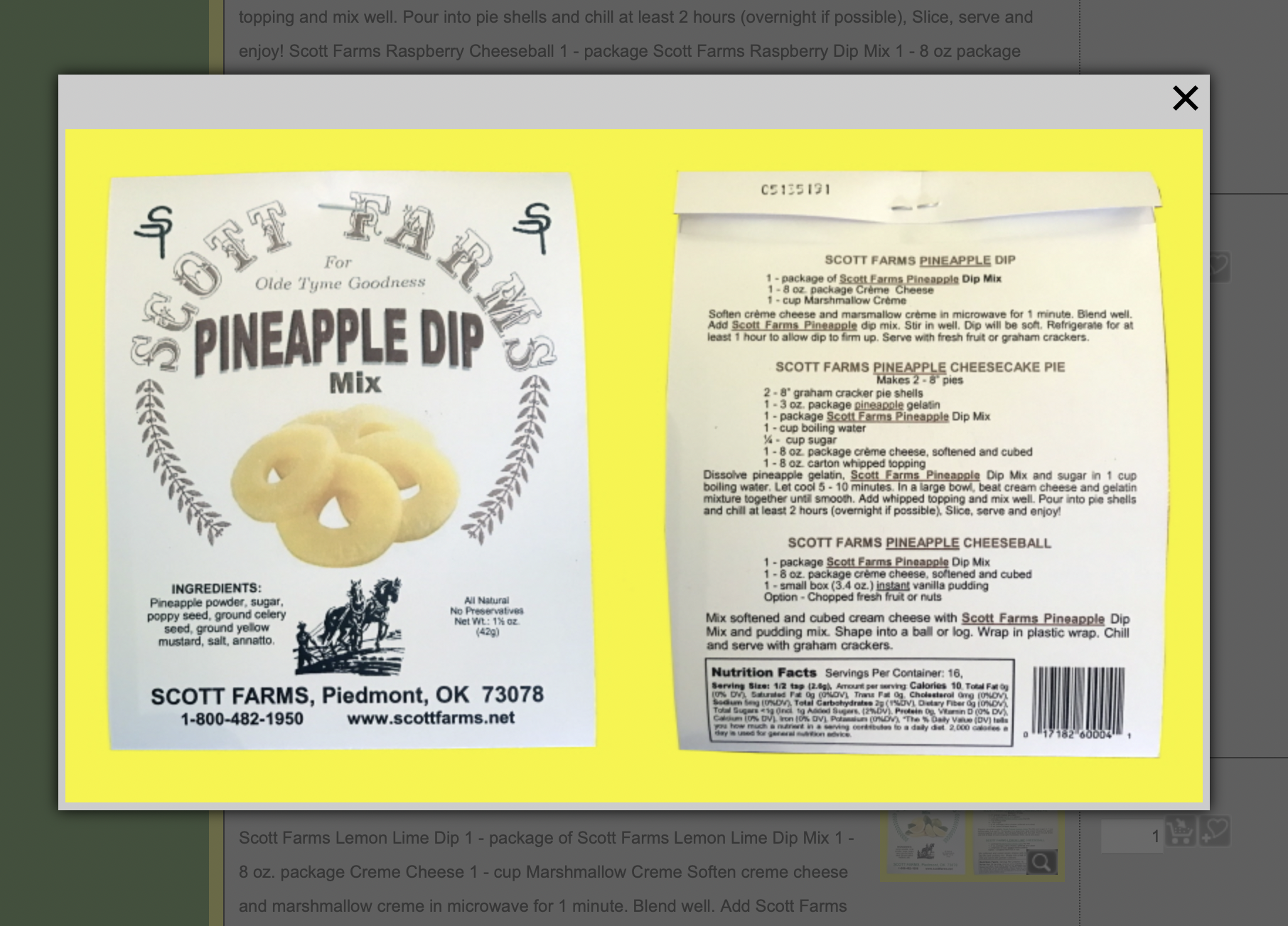 Scott Farms Pineapple Fruit Dip Mix
