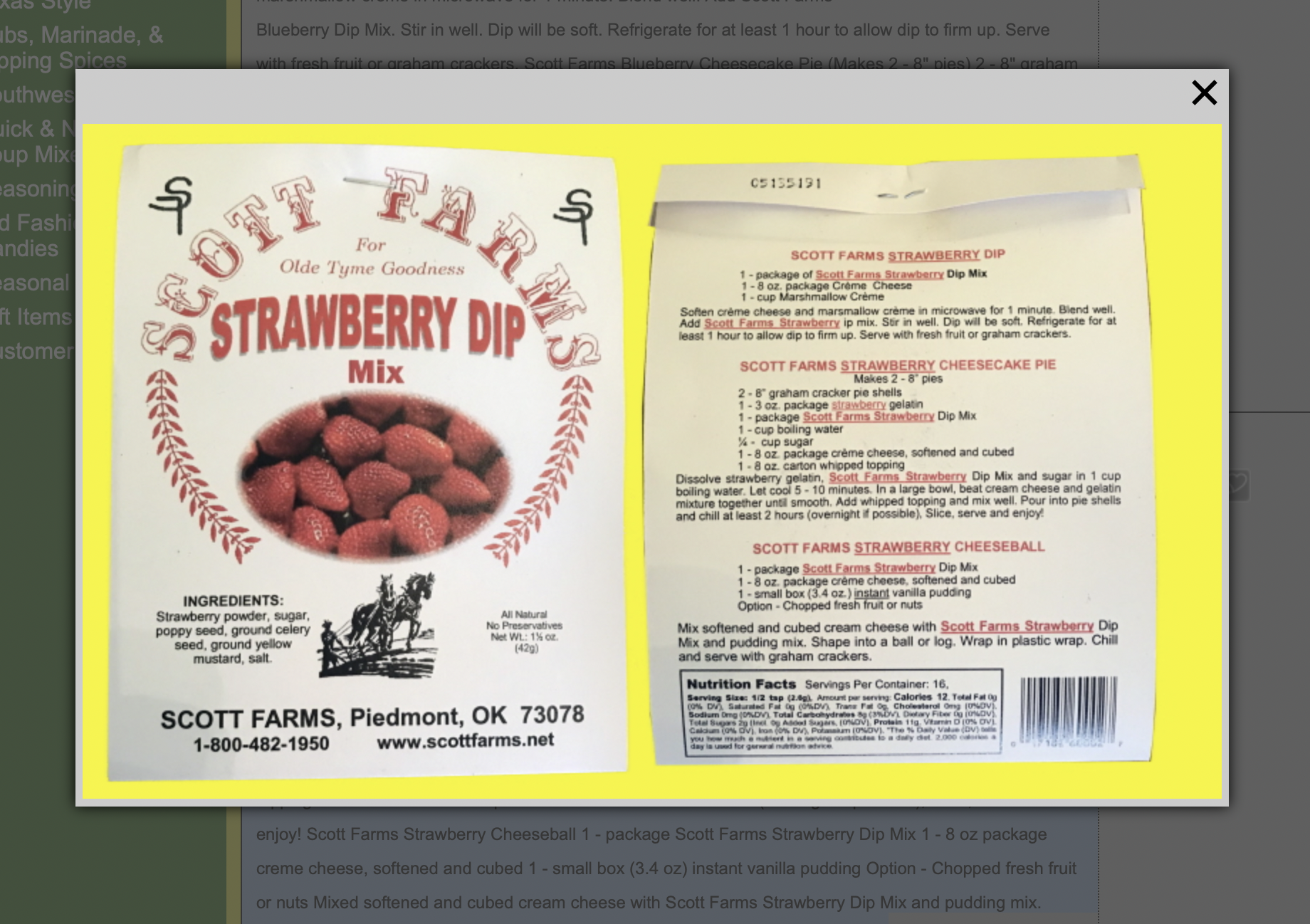 Scott Farms Strawberry Fruit Dip Mix