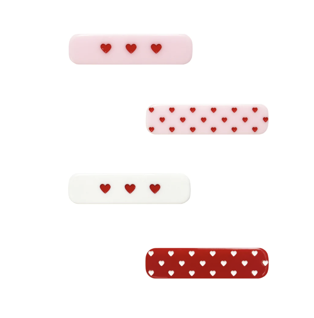 Baby Bling 4 Pack Engraved Bar Clips- Hearts
