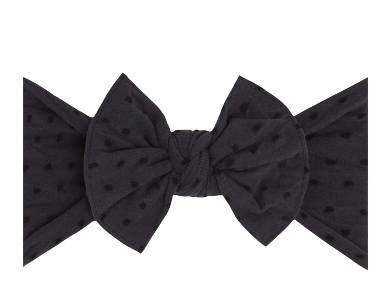 Baby Bling Shabby Knot Headband Bow: Smoke/Black Dot