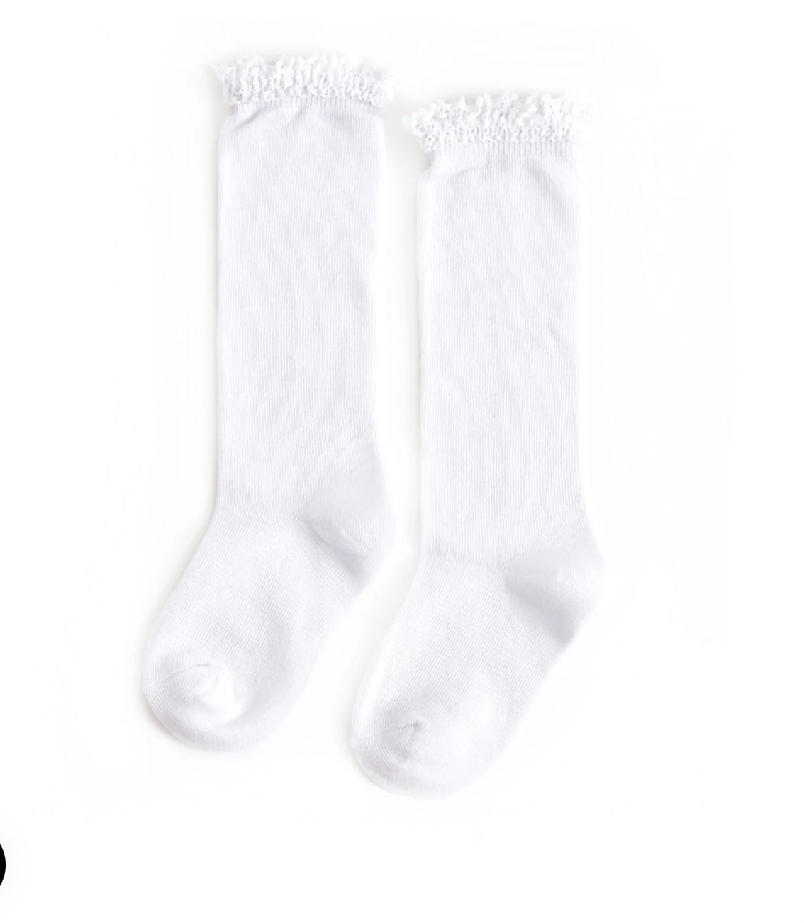 Little Stocking Co. Lace Top Knee High Socks- White