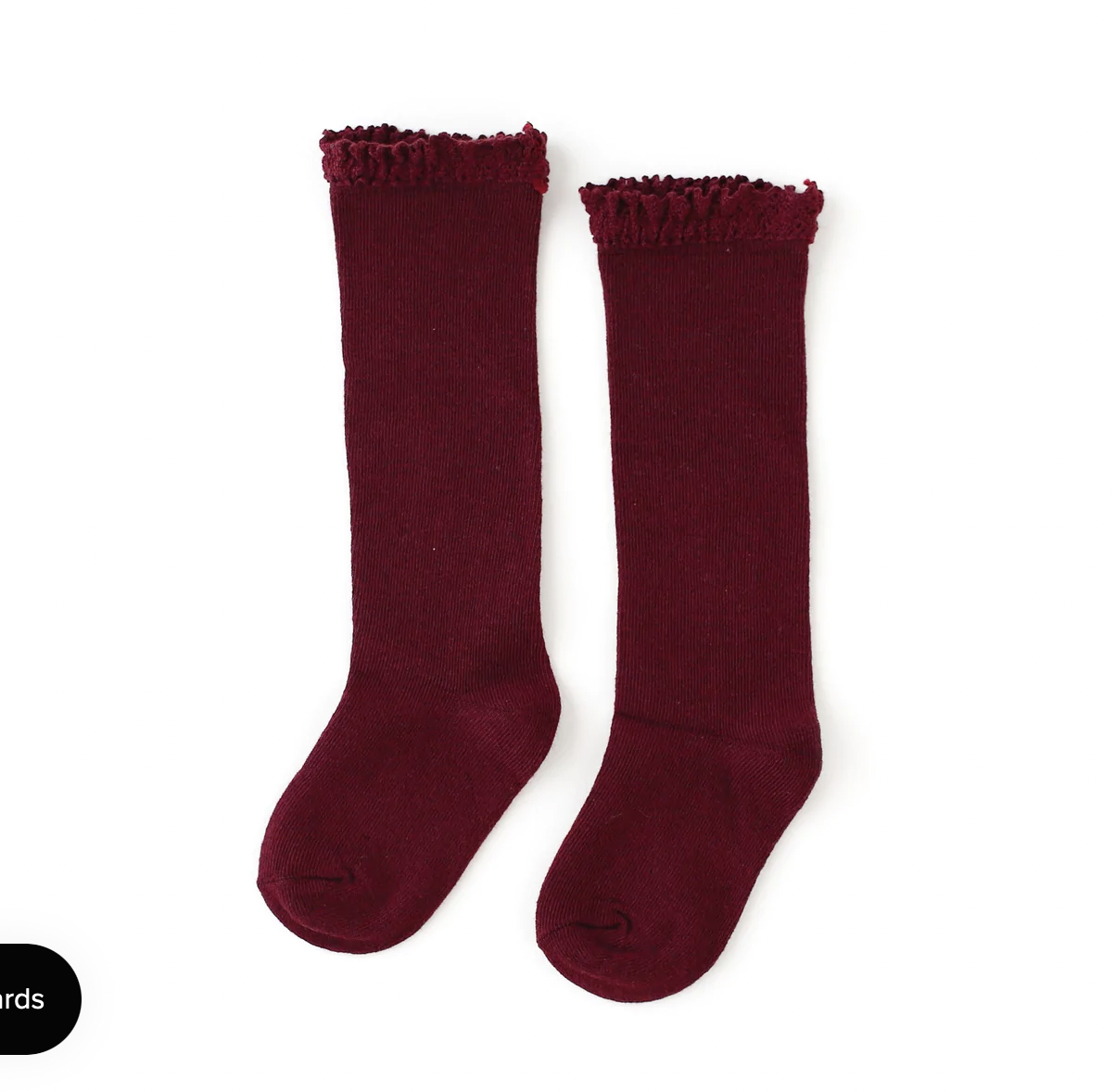 Little Stocking Co. Lace Top Knee High Socks- Wine
