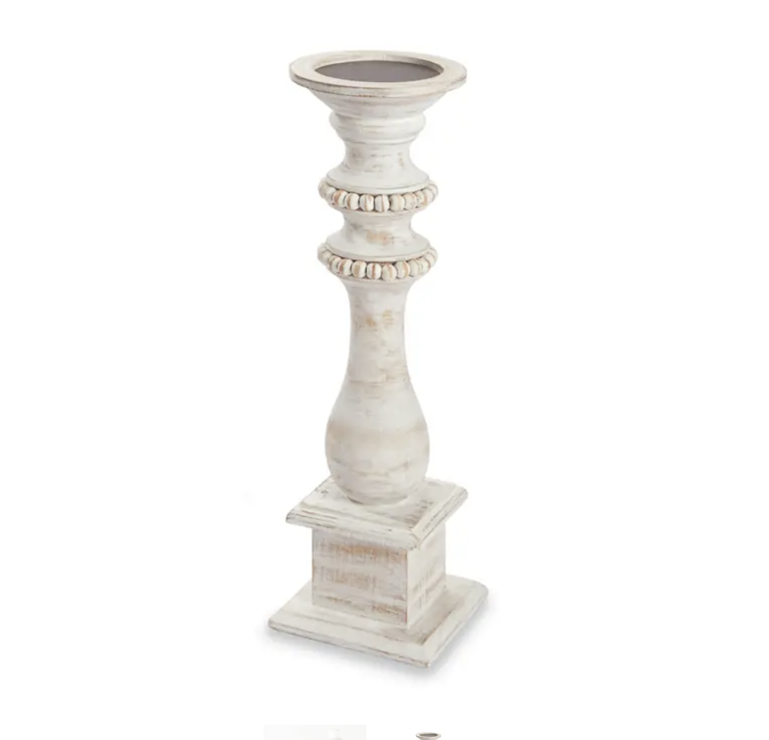 Small Beaded Wood Candlestick