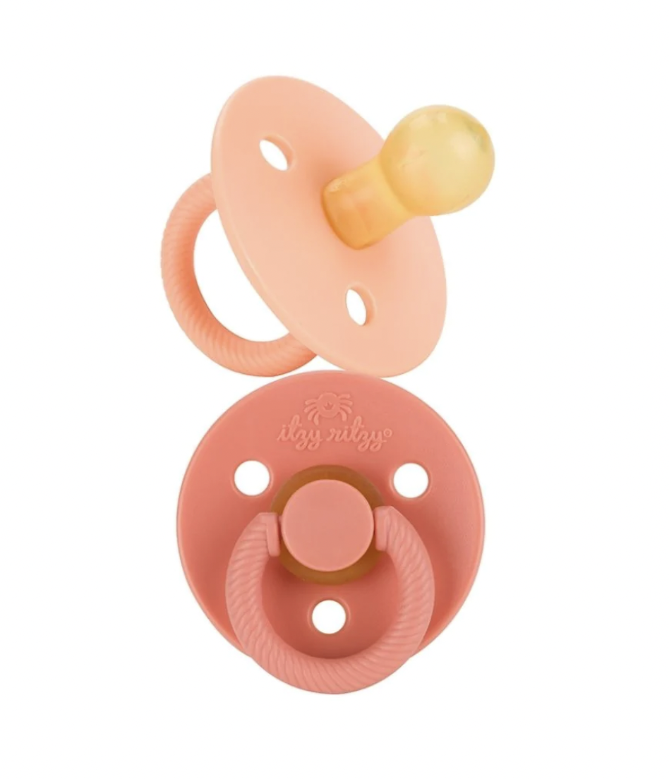 Itzy Ritzy Soother Apricot and Terra Natural Rubber Pacifier Set