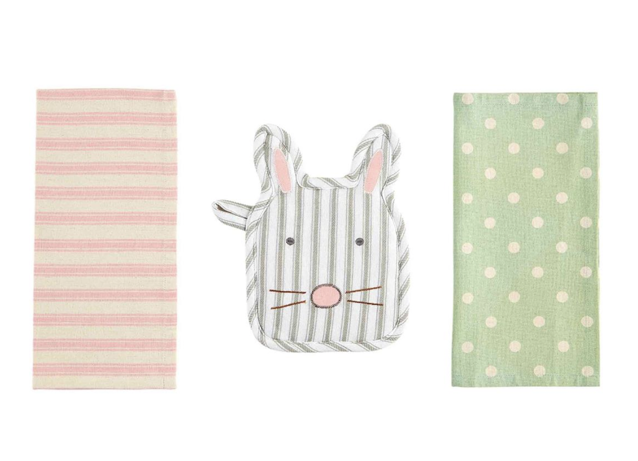 Bunny Face Pot Holder Towel Set