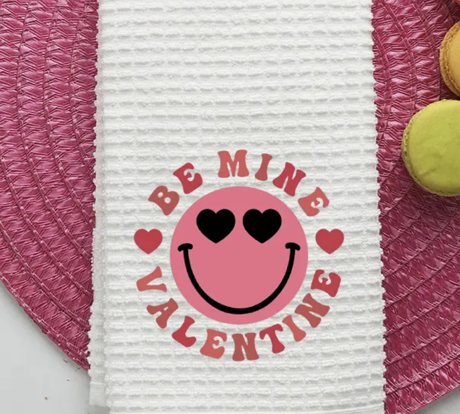 Be Mine Valentine Smiley Tea Towel