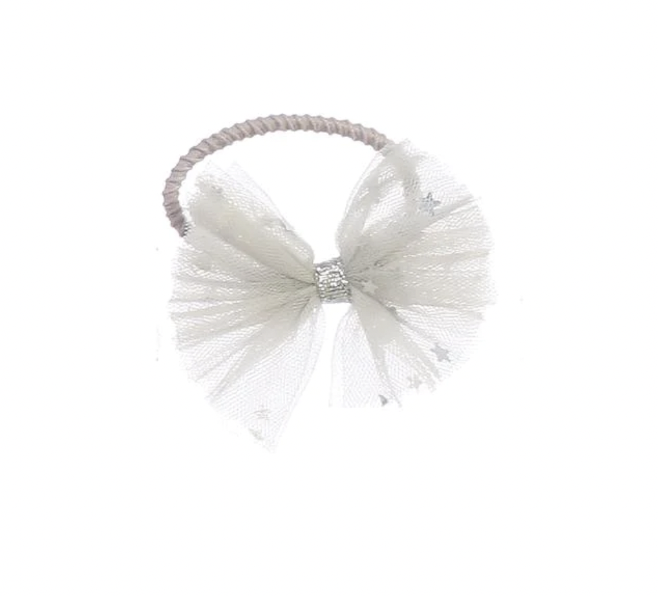 Adorable Star Layered Tulle Elastic Hair Tie- Grey