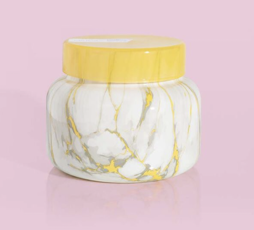 8.5oz Modern Marble Tin Pineapple Flower Candle