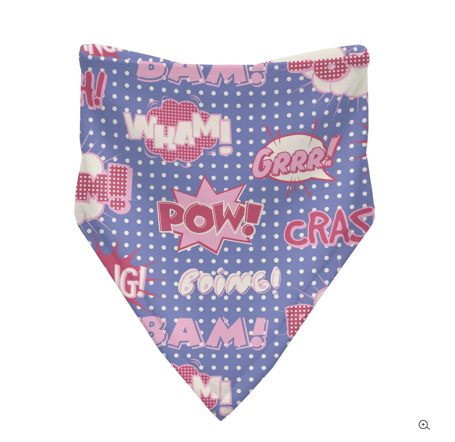 Kickee Celebrate Innocence- Print Bandana Bib- Forget Me Not Comic Onomatopoeia
