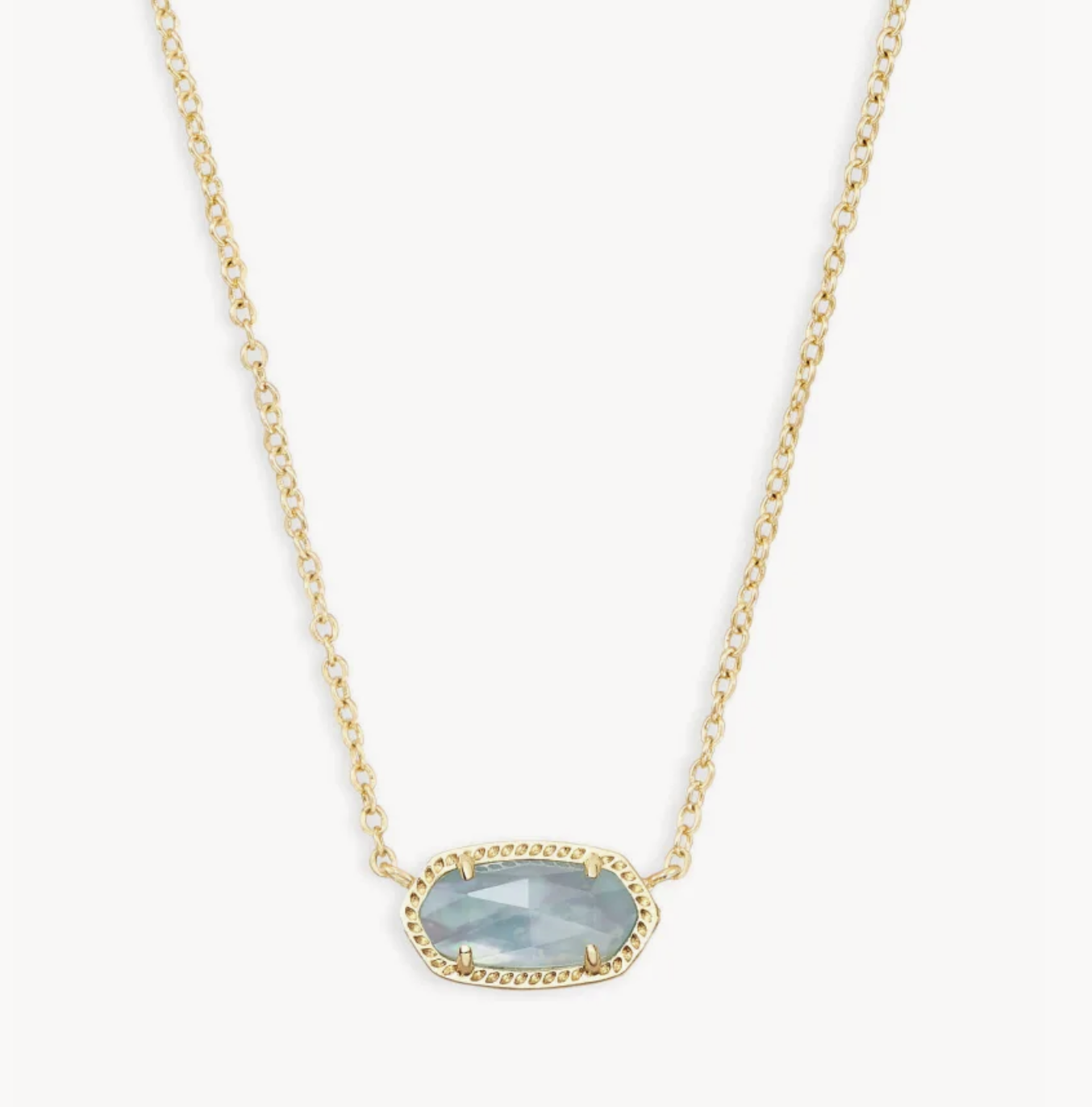 Elisa Short Pendant Necklace Gold Light Blue Illusion