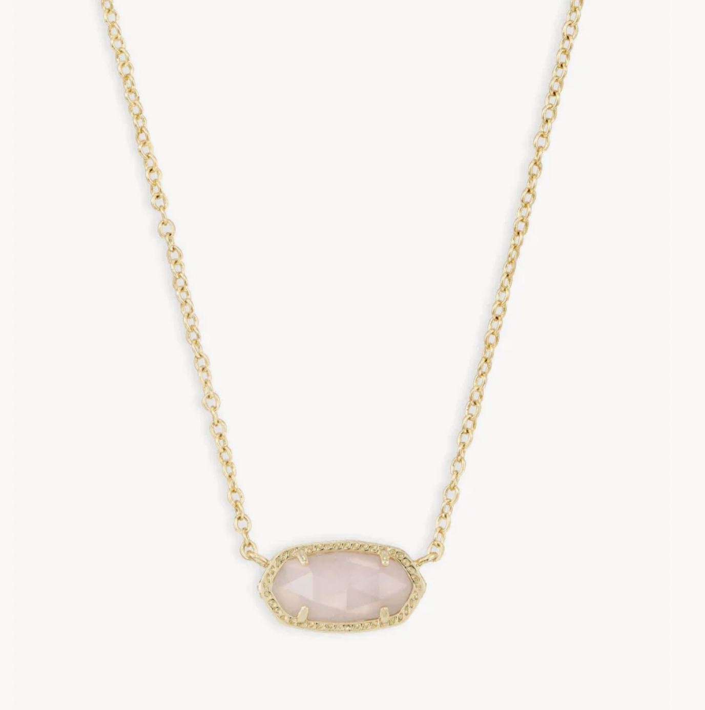 Elisa Short Pendant Necklace Gold Rose Quartz