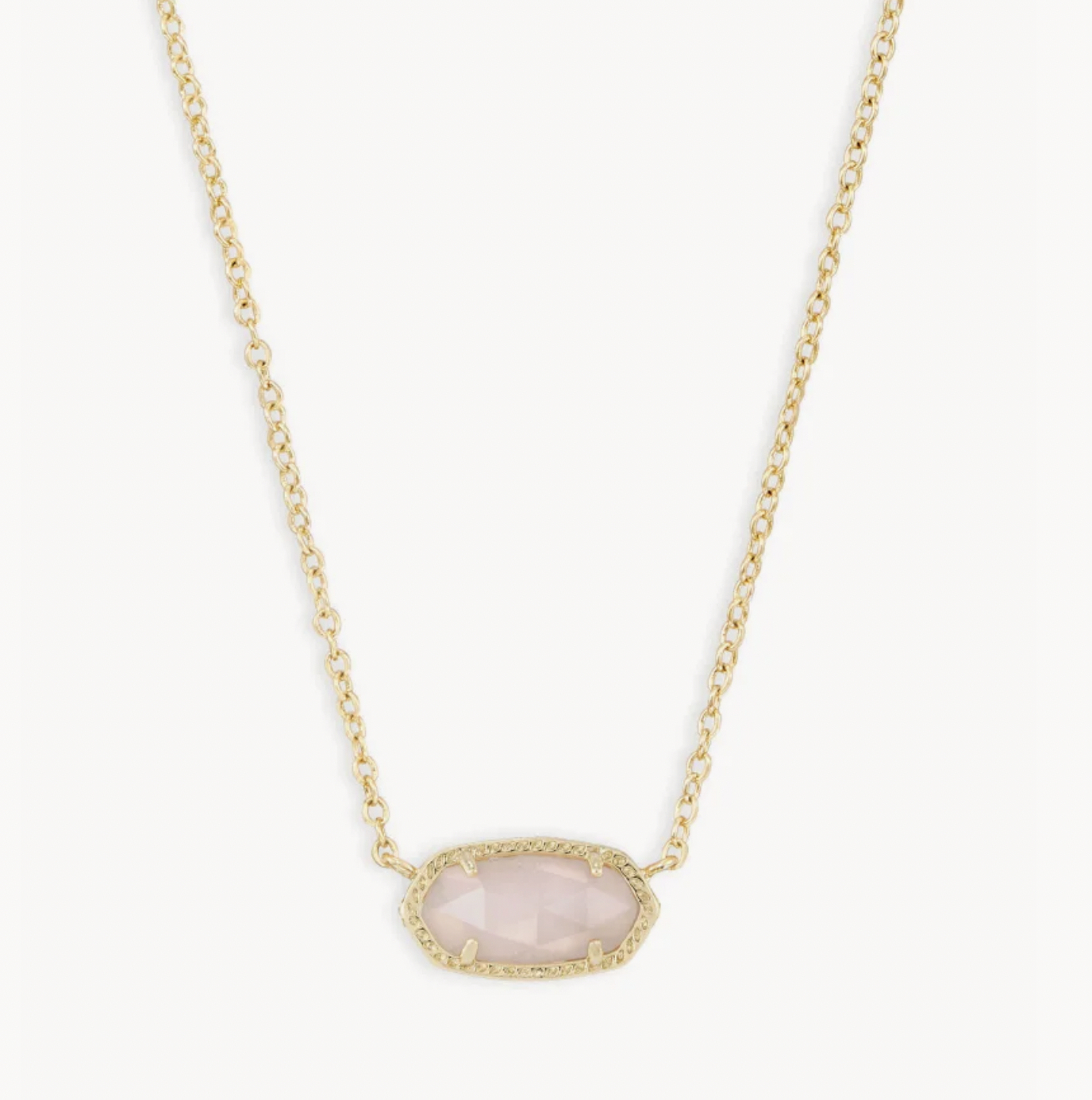 Elisa Short Pendant Necklace- Gold Rose Quartz