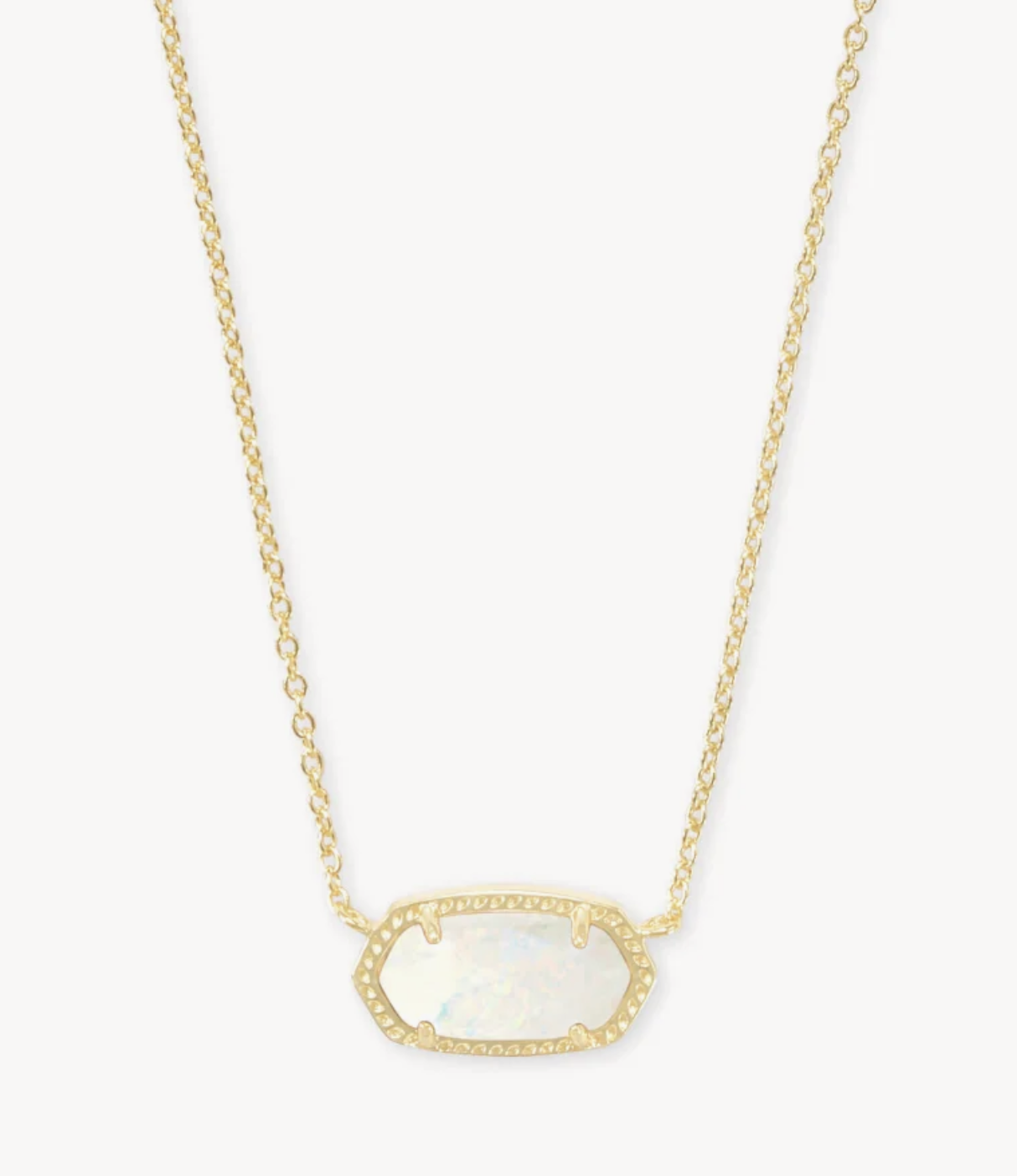 Elisa Short Pendant Necklace Gold White Opal